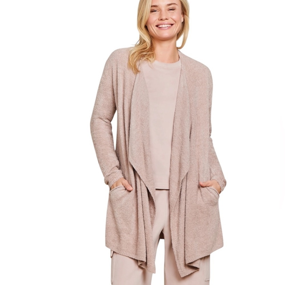 Barefoot Dreams Cozychic Lite Island Open Front Wrap Cardigan 903 Dize S/M Beige
